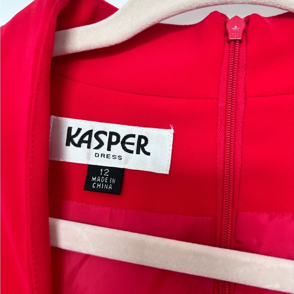 Kasper Dress V-neck Wrap Around Scarlet Red Side Slit Long Size 12 - Picture 6 of 8